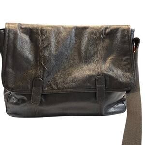 Cole Haan-Pebbled "Wayland" Messenger Dark Brown Bag